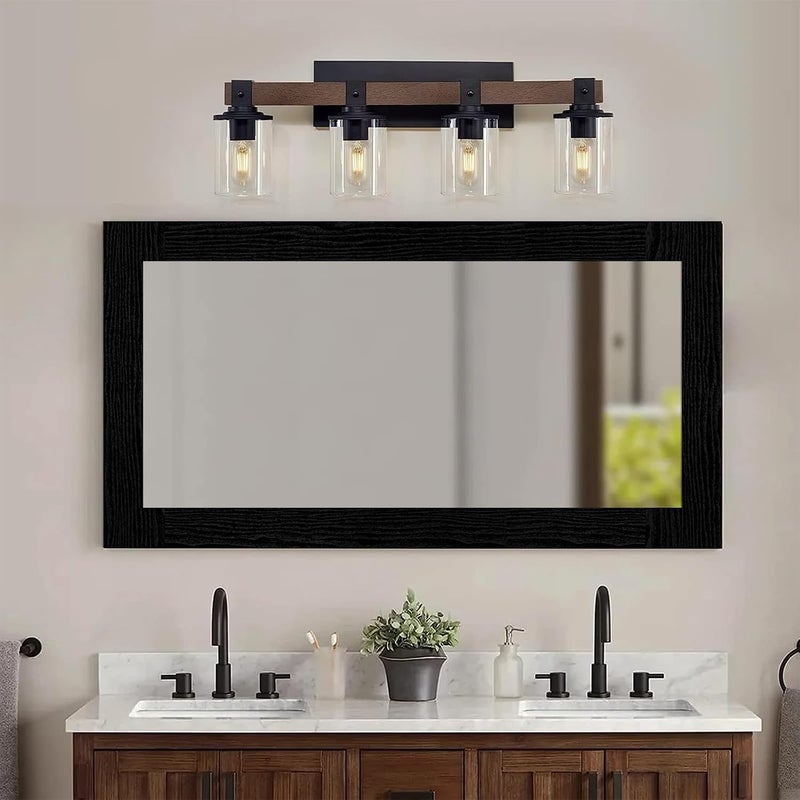 Alened 10M Black Wood Grain Mirror Tape Border Peel and Stick Wallpaper, Removable PVC Waterproof Bathroom Mirror Frame Sticker Trim, Kitchen Wallpaper Self Adhesive Decor Sticker 3.14" x 393" - Image 5